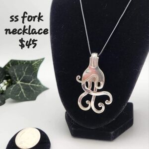 Sterling silver fork necklace
